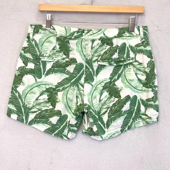 Old Navy LINEN Blend Tropical Shorts Womens 6 Floral Green Summer Lightweight - Picture 2 of 10